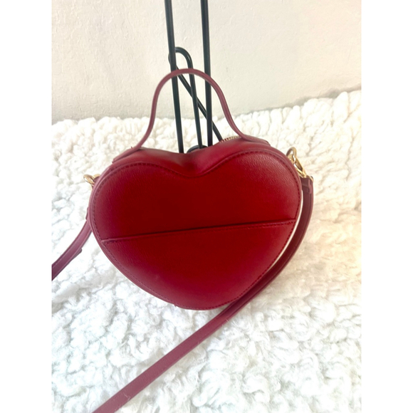 MMS Design Studio Heart Red 3D zip Crossbody Handbag Purse - Picture 2 of 11